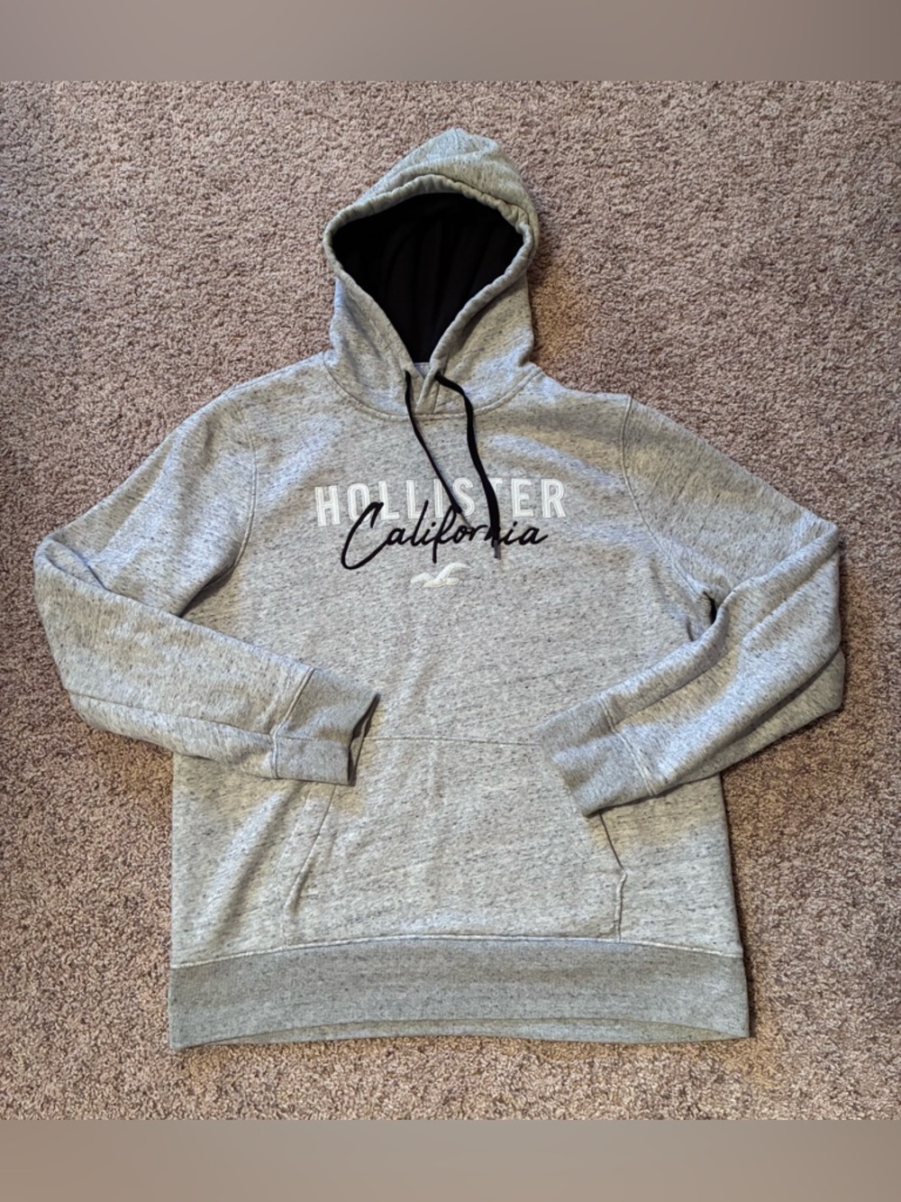 Hollister Hoodie XLarge Light Gray  Front Pocket Embroidered Logo Y2K